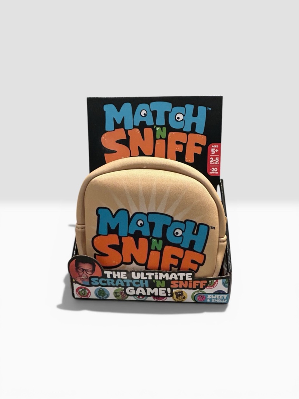 Match N Sniff Plush Game Pouch - Tan with Blue & Orange Logo